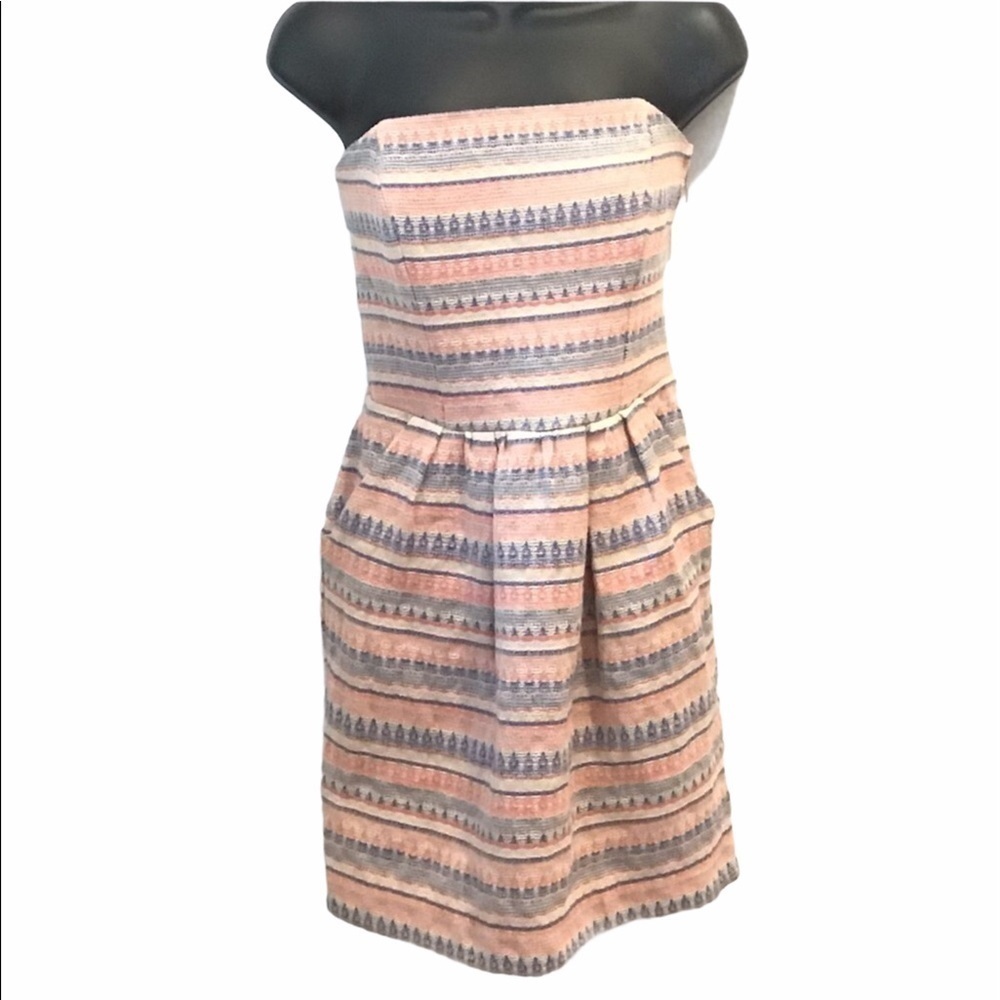 2/$20 RACHEL Rachel Roy Sleeveless Striped Jacquard Dress sz 2 Pleated Skirt